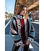 Azalea Wang Inez Striped Faux Fur Collared Filled Statement Jacket, Color:Blue - Image 5