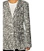 Azalea Wang Isa Sequin Tailored Collar Long Sleeve Button Front Blazer, Color:Silver - Image 4
