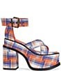 Azalea Wang Jaetyn Plaid Ankle Wrap Platform Block Heel Sandals - Image 2