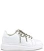Color:White - Image 2 - Janan Crystal Rhinestone Lace-Up Sneakers