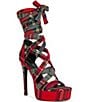 Azalea Wang Jemisha Plaid Wraparound Ankle Tie Platform Sandals - Image 1