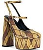 Azalea Wang Juliara Multi Snake Print Harlequin Stitch Ankle Strap Platform Pumps - Image 1