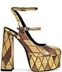 Azalea Wang Juliara Multi Snake Print Harlequin Stitch Ankle Strap Platform Pumps - Image 2