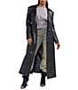 Azalea Wang Kathleen Faux Leather Notch Lapel Button Front Maxi Trench Coat - Image 1