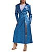 Azalea Wang Kathleen Snake Faux Leather Notch Lapel Button Front Maxi Trench Coat - Image 2