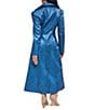 Azalea Wang Kathleen Snake Faux Leather Notch Lapel Button Front Maxi Trench Coat - Image 3