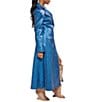 Azalea Wang Kathleen Snake Faux Leather Notch Lapel Button Front Maxi Trench Coat - Image 4