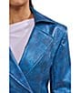 Azalea Wang Kathleen Snake Faux Leather Notch Lapel Button Front Maxi Trench Coat - Image 5