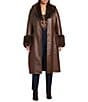 Azalea Wang Kaya Faux Leather Oversize Faux Fur Shawl Collar Belted Snap Front Trench Coat - Image 2