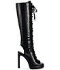 Azalea Wang Kellan Lace Up Open Toe Open Heel Platform Tall Boots - Image 2