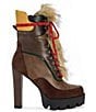 Azalea Wang Leader Hiker Lace Faux Fur Accent Lug Platform Booties - Image 2