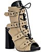 Azalea Wang Loom Lace Up Buckle Straps Peep Toe Booties - Image 1