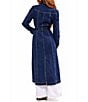 Azalea Wang Lucienne-Denim Point Collar Belted Button Front Trench Coat - Image 2