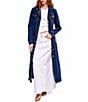 Azalea Wang Lucienne-Denim Point Collar Belted Button Front Trench Coat - Image 3