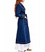 Azalea Wang Lucienne-Denim Point Collar Belted Button Front Trench Coat - Image 4