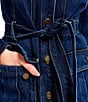 Azalea Wang Lucienne-Denim Point Collar Belted Button Front Trench Coat - Image 5