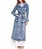 Azalea Wang Lucienne-Light Denim Notch Collar Belted Button Front Trench Coat - Image 2