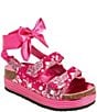 Color:Pink - Image 1 - Mackley Floral Ankle Wrap Double Banded Platform Sandals