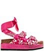 Color:Pink - Image 2 - Mackley Floral Ankle Wrap Double Banded Platform Sandals