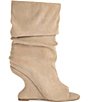 Azalea Wang Marin Slouch Shaft Sculpted Wedge Open Toe Mid Shooties - Image 2
