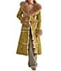 Azalea Wang Maude Olive Faux Fur Lined Exposed Patchwork Maxi Trench Coat - Image 1