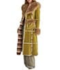 Azalea Wang Maude Olive Faux Fur Lined Exposed Patchwork Maxi Trench Coat - Image 3