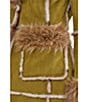 Azalea Wang Maude Olive Faux Fur Lined Exposed Patchwork Maxi Trench Coat - Image 5