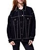 Azalea Wang Micah Studded Point Collar Denim Oversized Jacket - Image 3