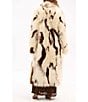 Azalea Wang Miles Abstract Pattern Faux Fur Notch Lapel Front Hook Maxi Jacket, Color:Cream - Image 2