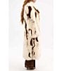 Azalea Wang Miles Abstract Pattern Faux Fur Notch Lapel Front Hook Maxi Jacket, Color:Cream - Image 3