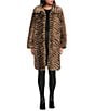 Azalea Wang Mirella Tan Chevron Multi Faux Fur Shawl Collared Belted Oversized Trench Coat, Color:Dark Beige - Image 1