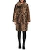 Azalea Wang Mirella Tan Chevron Multi Faux Fur Shawl Collared Belted Oversized Trench Coat, Color:Dark Beige - Image 2