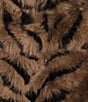 Azalea Wang Mirella Tan Chevron Multi Faux Fur Shawl Collared Belted Oversized Trench Coat, Color:Dark Beige - Image 4