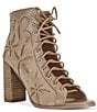 Azalea Wang Mirona Studded Open Toe Lace Up Booties - Image 1