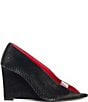 Azalea Wang Nicoleta Snake Embossed Peep Toe Wedge Pumps - Image 2