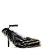 Azalea Wang Noir Faux Fur Ankle Strap Pointed Toe Pumps - Image 2