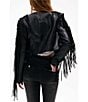 Azalea Wang Olivier Eyelet Fringe Open Front Cropped Moto Jacket, Color:Black - Image 2
