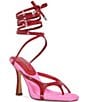 Azalea Wang Otrisse Snake Print Ankle Wrap Thong Dress Sandals - Image 1