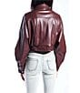 Azalea Wang Papoose-Burgundy Soft Faux Leather Envelope Collar Belted Oversize Fit Motor Jacket, Color:Burgundy - Image 2