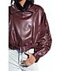 Azalea Wang Papoose-Burgundy Soft Faux Leather Envelope Collar Belted Oversize Fit Motor Jacket, Color:Burgundy - Image 4
