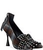 Azalea Wang Piero Plaid Jewel Studded Kiltie Pumps - Image 1
