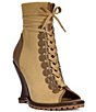 Azalea Wang Pingree Wraparound Lace Up Peep Toe Sculpted Wedge Booties - Image 1
