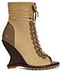 Azalea Wang Pingree Wraparound Lace Up Peep Toe Sculpted Wedge Booties - Image 2