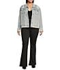 Azalea Wang Plus Size Alara Pearl Embellished Collared Cropped Denim Jacket, Color:Blue - Image 4