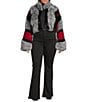 Azalea Wang Plus Size Astra Striped Faux Fur Collared Filled Jacket, Color:Gray - Image 3
