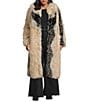 Azalea Wang Plus Size Aurora Tan Fox Pattern Shawl Collar Oversize Maxi Faux Fur Coat, Color:Beige - Image 1