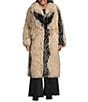 Azalea Wang Plus Size Aurora Tan Fox Pattern Shawl Collar Oversize Maxi Faux Fur Coat, Color:Beige - Image 2