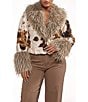 Azalea Wang Plus Size Bree Cow Faux Fur Shawl Collar Cropped Jacket - Image 2