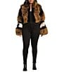Azalea Wang Plus Size Chiara Brown Faux Fur High Collared Bolero Jacket, Color:Brown - Image 4
