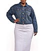 Azalea Wang Plus Size Gramercy-Denim Antique Gold Flat Stud Point Collar Jean Jacket - Image 2